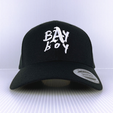 Bay Boy - Classic Curved Visor Snapback - White on Black